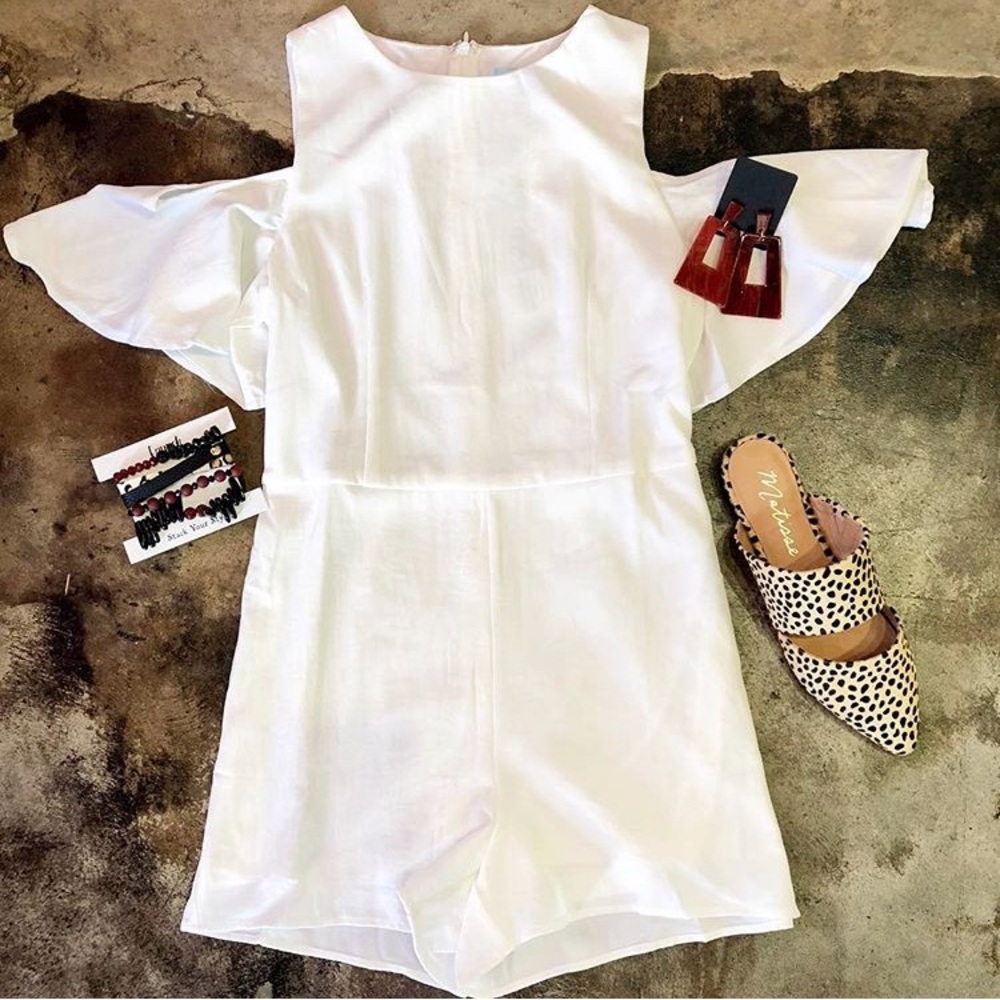 White off the shoulder romper